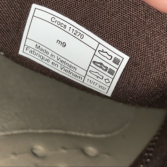 Men’s 9 CROCS WALU Khaki / Espresso Comfort Walking Shoes Loafers 11270 EXC LN - Picture 14 of 15